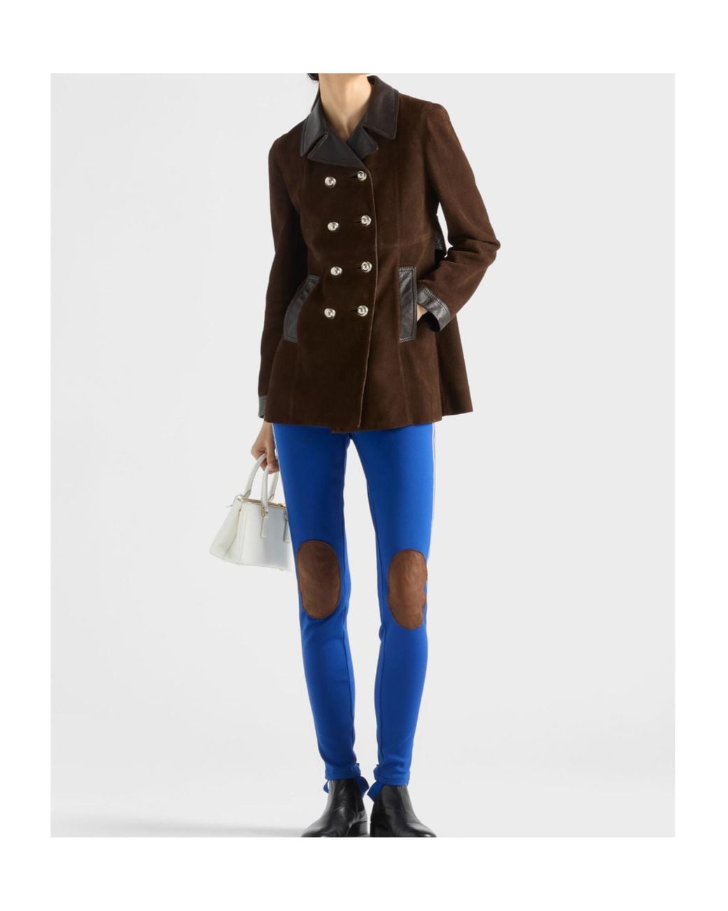 Prada Brown Double-Breasted Suede Caban Jacket