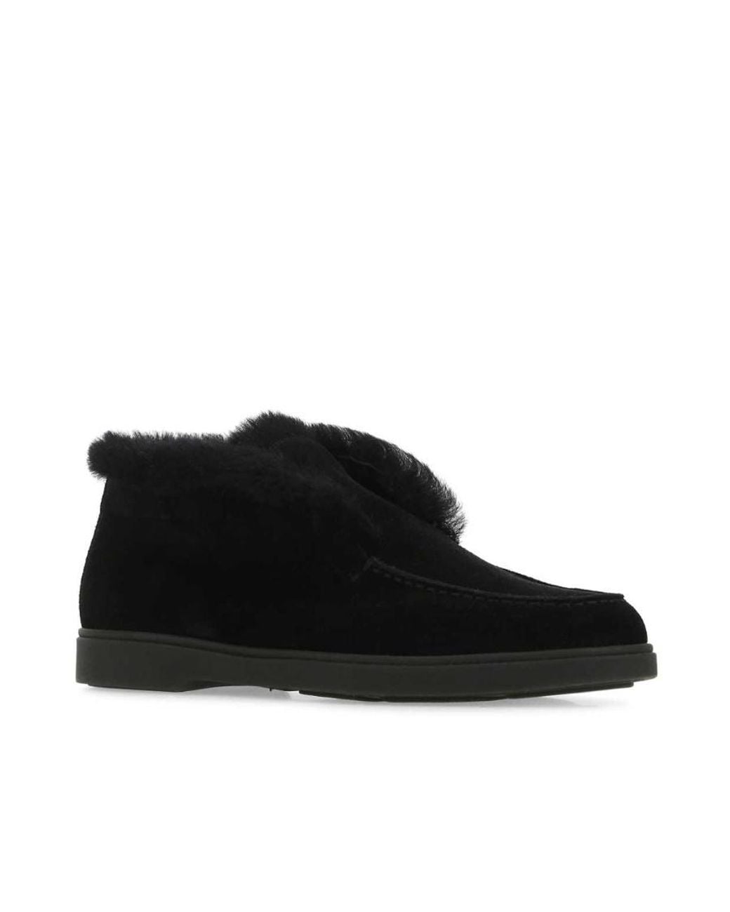 Santoni Black Fortune Shearling Boots