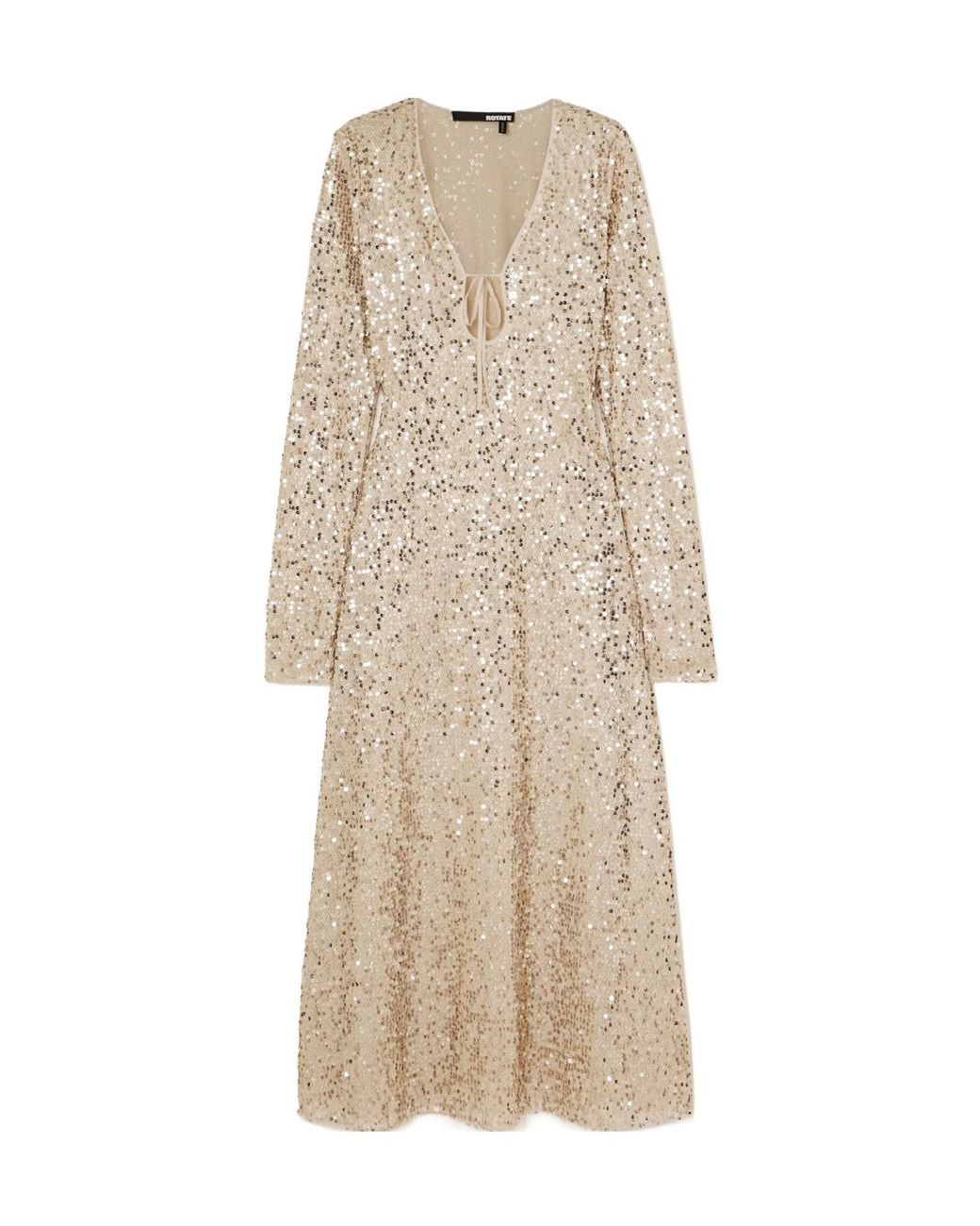 ROTATE BIRGER CHRISTENSEN Natural Sequined Recycled-Tulle Midi Dress