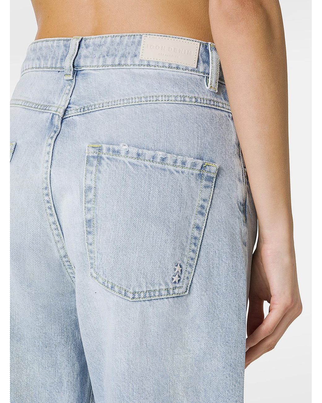 ICON DENIM Blue Poppy Ripped Jeans With Logo Patch