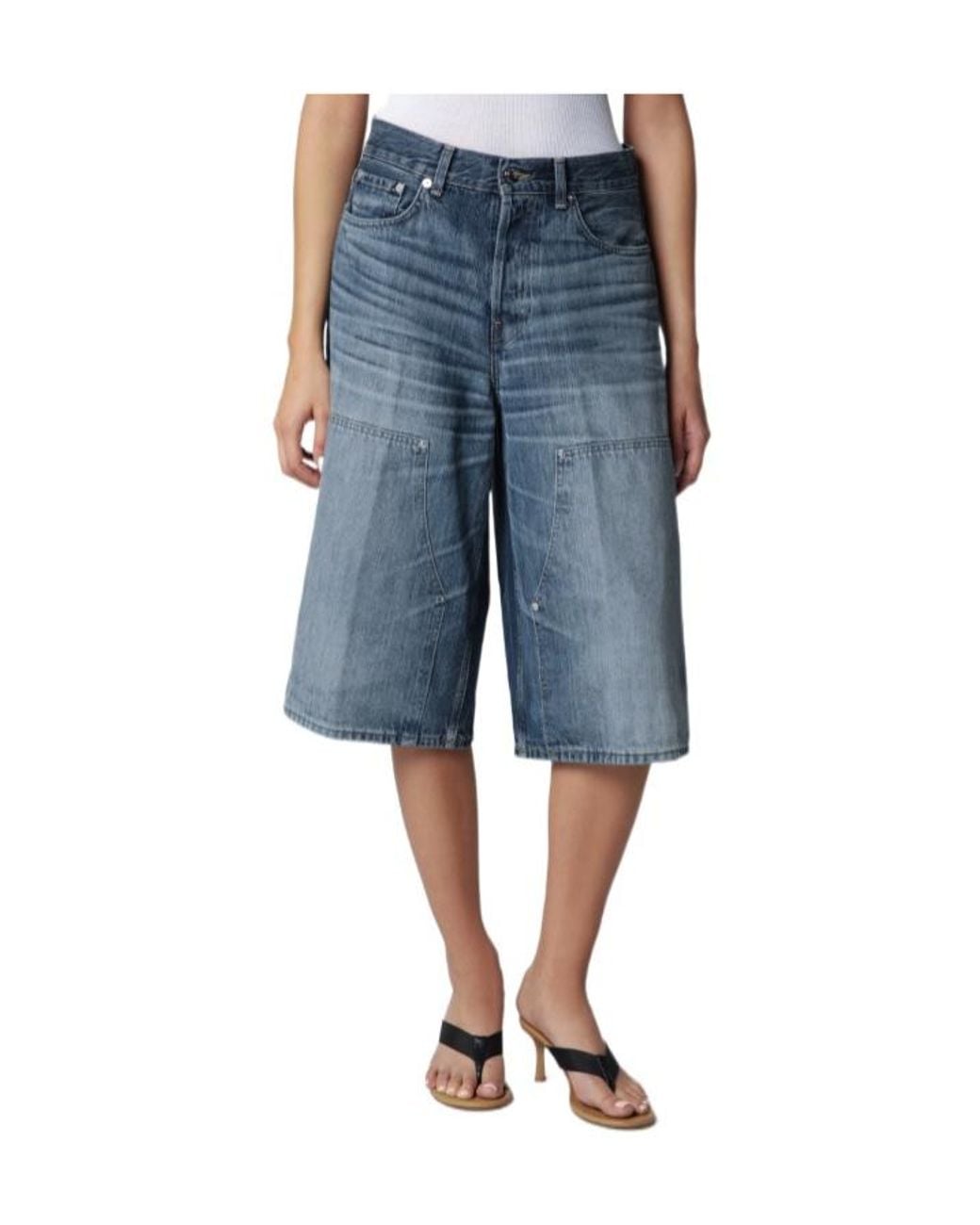 Haikure Blue Wide-Leg Bermuda Shorts