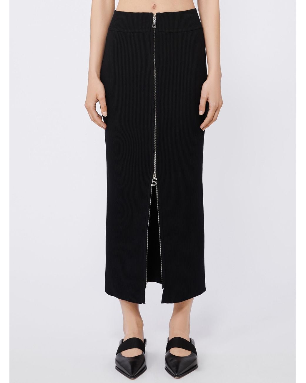 Sportmax Black Berry Zipped Knitted Skirt