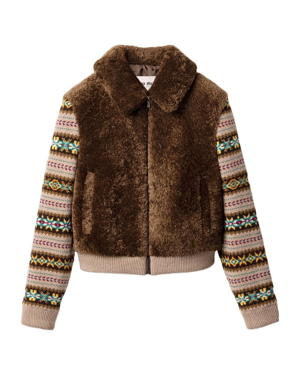 Miu Miu Brown Shearling Blouson Jacket
