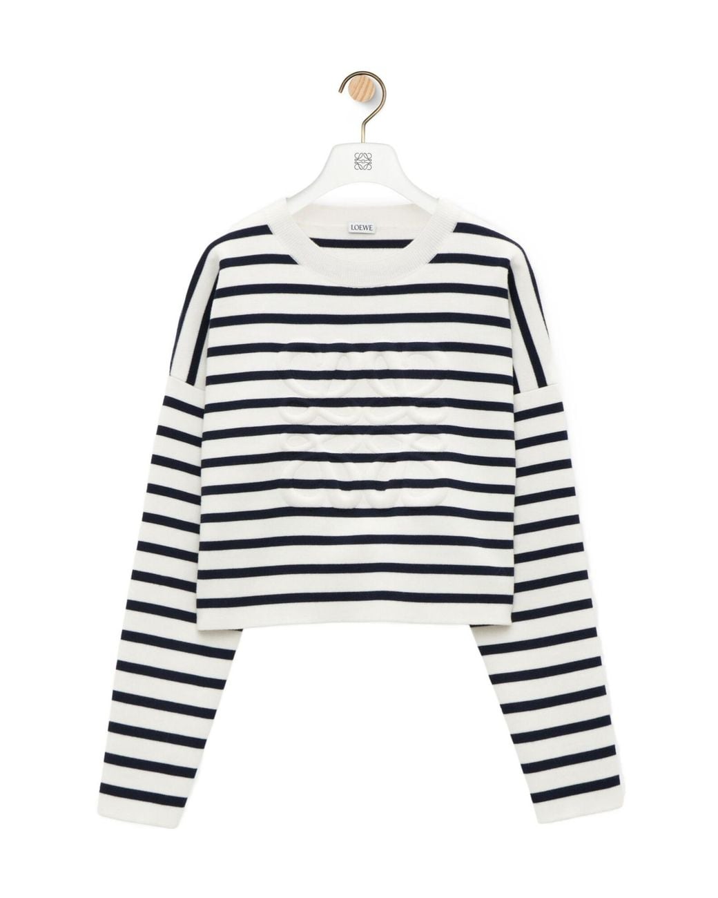 Loewe White Striped Cropped Jumper