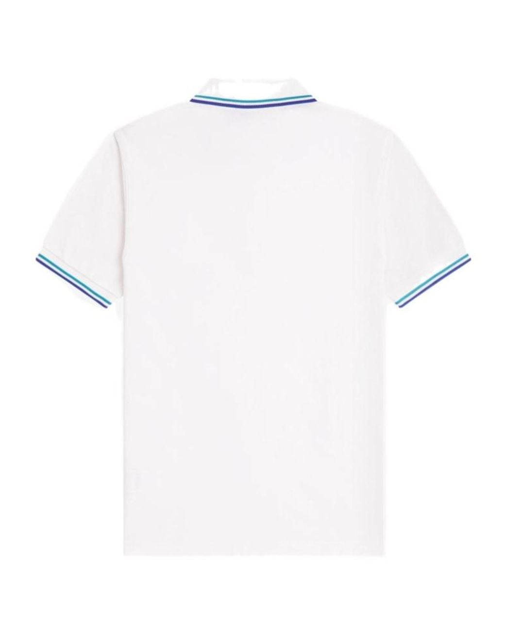 Fred Perry White Logo Embroidered Buttoned Polo Shirt for men