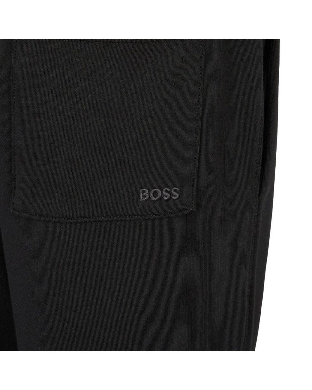 Boss Black Drawstring Elasticated-Cuff Track Pants for men