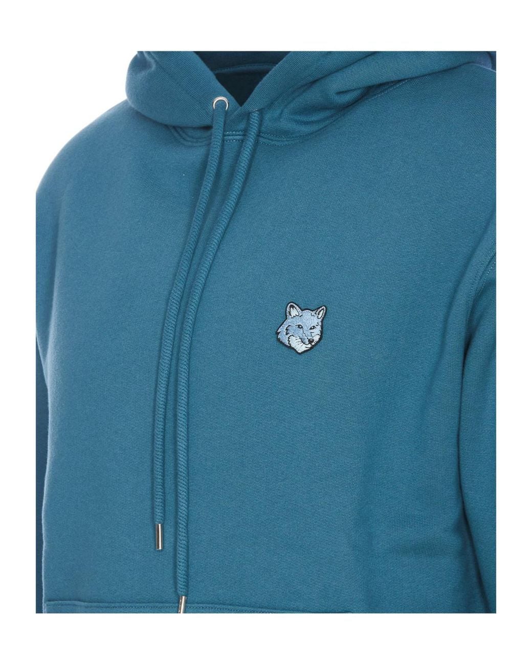 Maison Kitsuné Blue Maison Kitsuné Bold Fox Head Patch Drawstring Hoodie for men