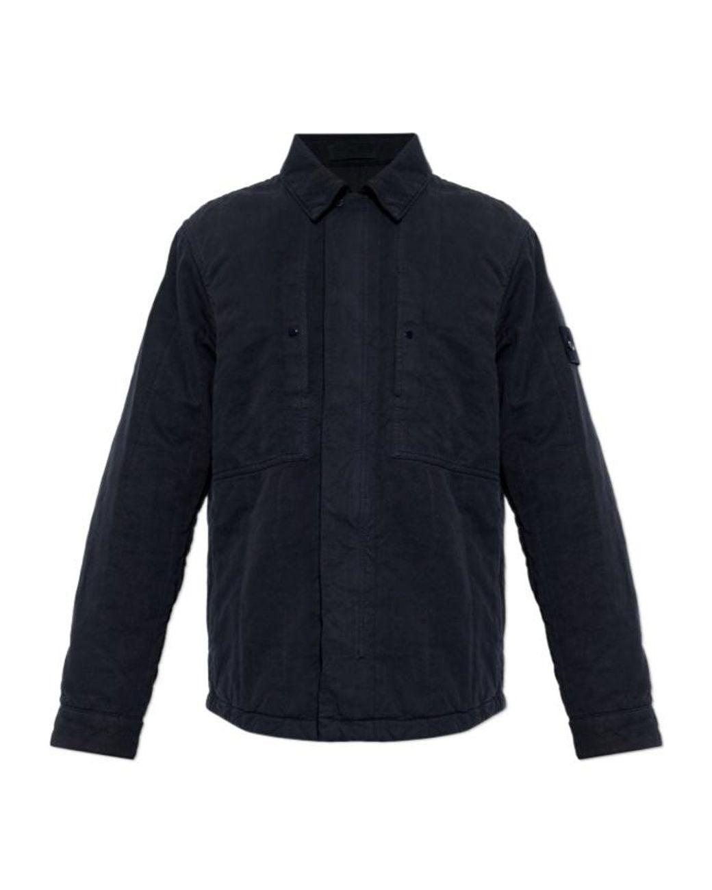 Stone Island Blue Long Sleeve Logo Patch Jacket for men