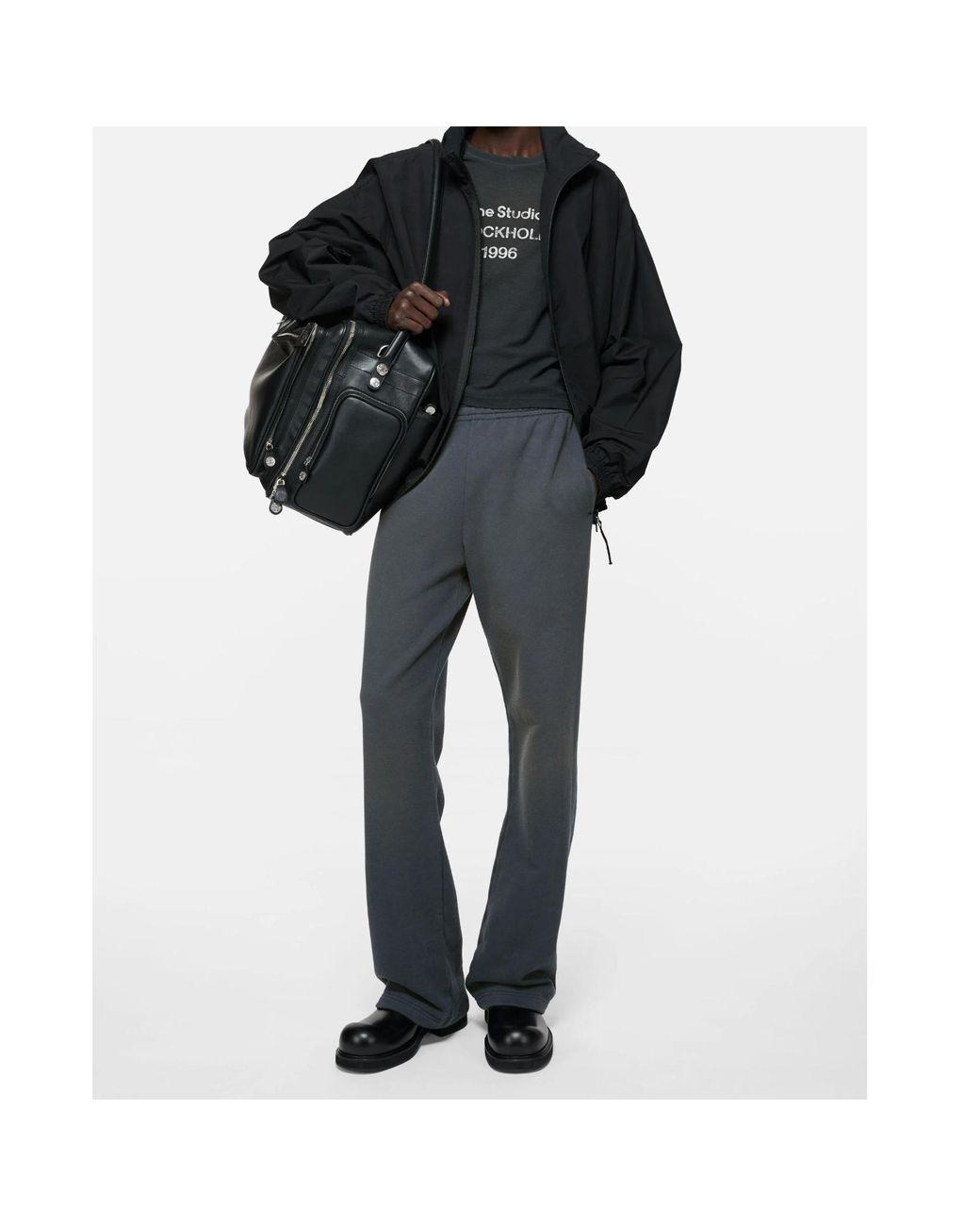 Acne Gray Fleece Trousers With Stamp Logo for men