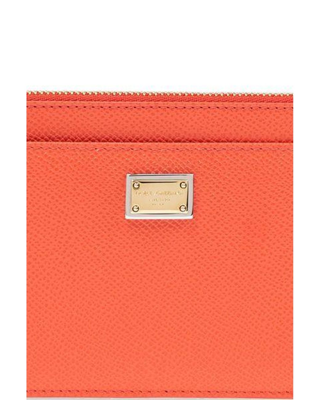 Dolce & Gabbana Red Logo Plaque Zipped Wallet