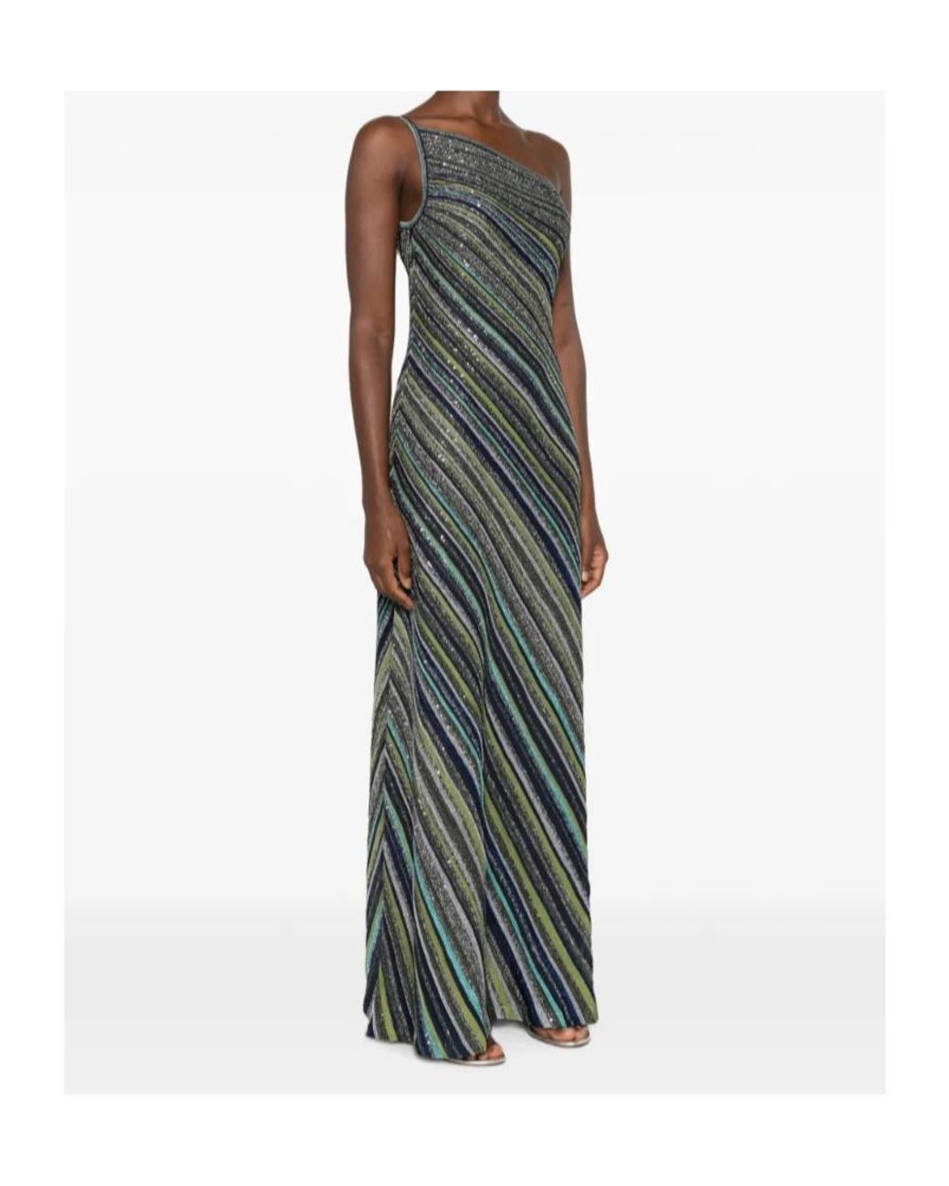 Missoni Green Long Dress With Sequins Viscose