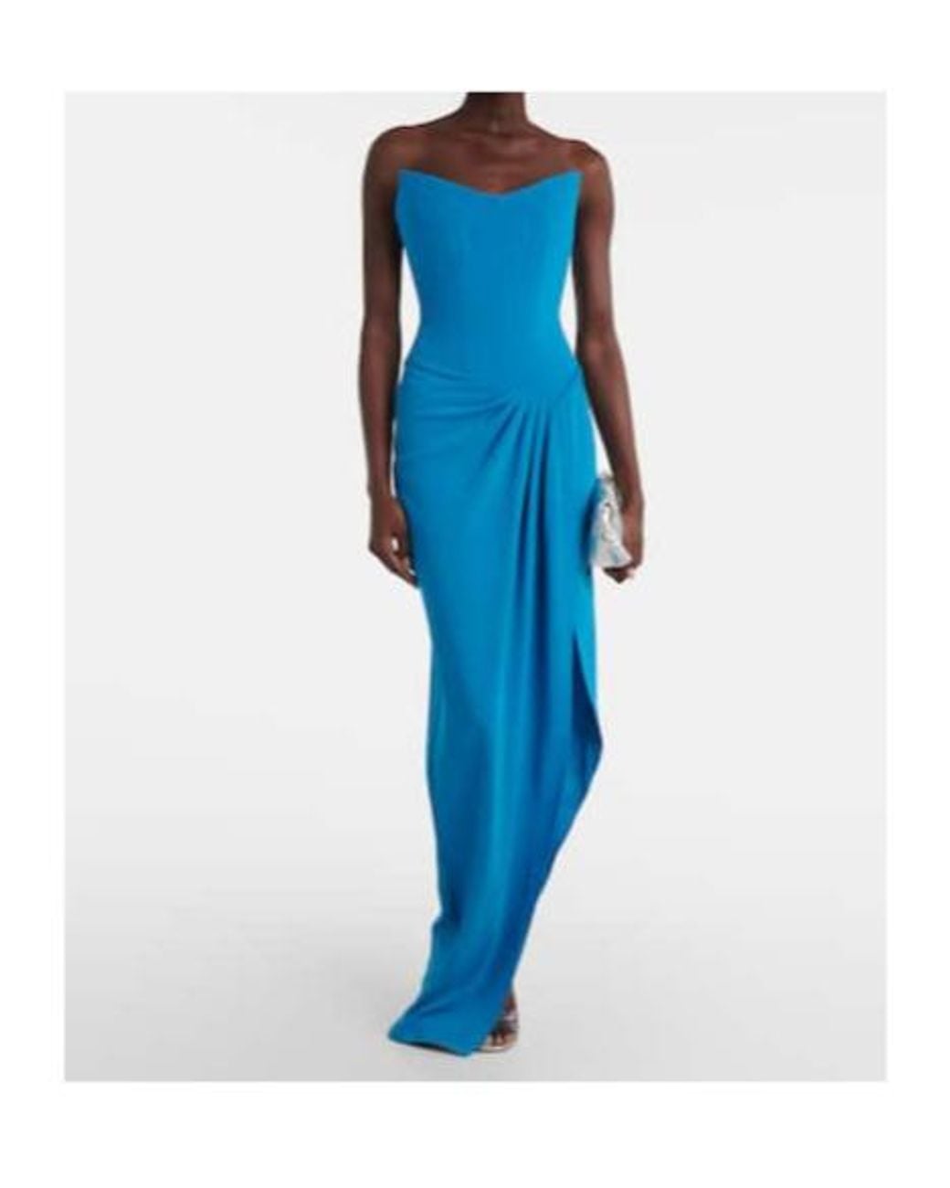 Alex Perry Blue Draped Crepe Corset Gown