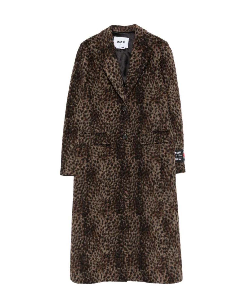 MSGM Brown Print Single Breasted Long Coat