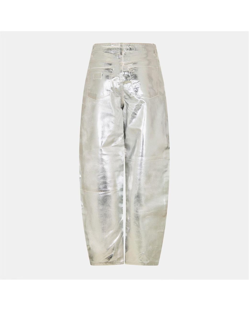 Ganni White Metal Foil Tapered Jeans