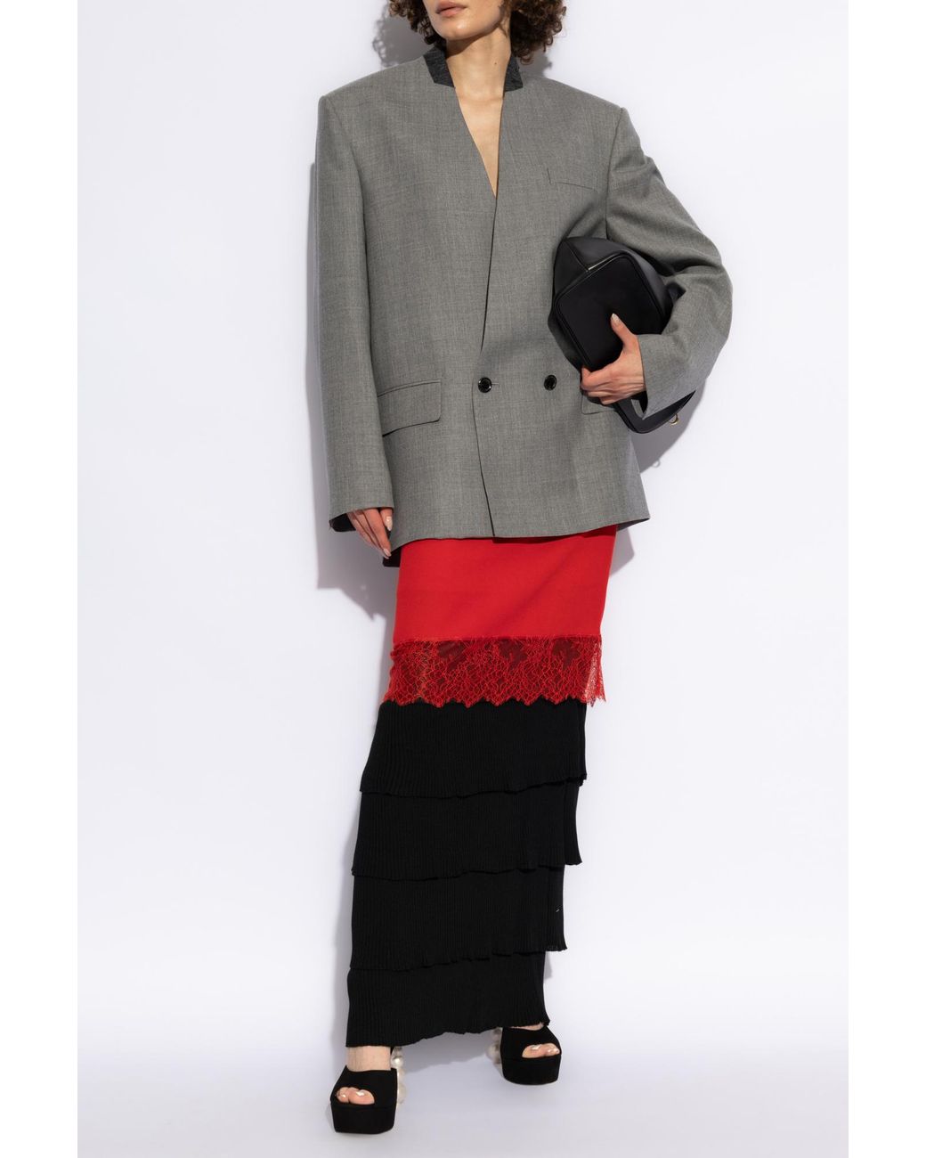 Moschino Gray Double Breasted Loose-Fit Blazer