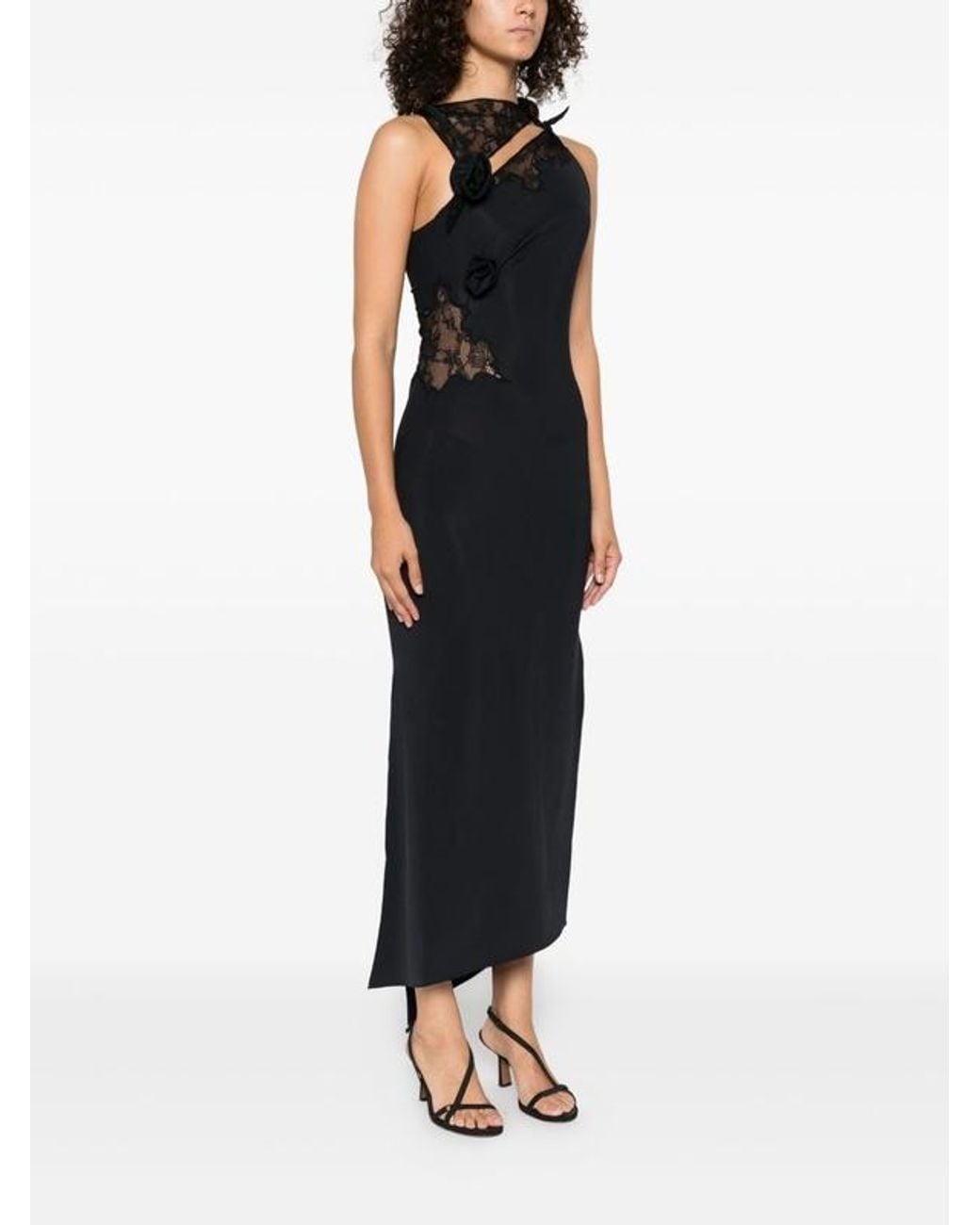 Coperni Black Lace Asymmetrical Maxi Dress