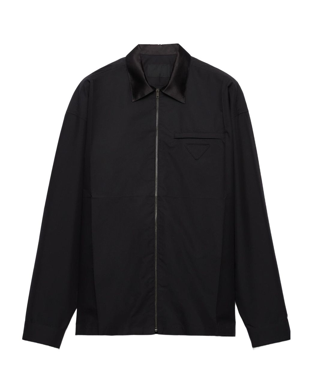 Prada Black Zip-Up Long-Sleeved Shirt for men