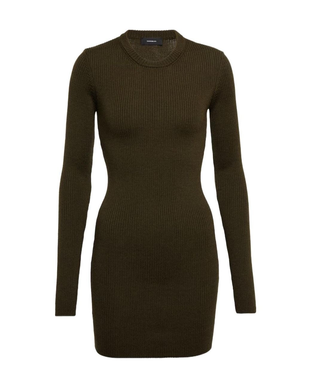 Wardrobe NYC Green Ribbed Knit Crew Neck Dress