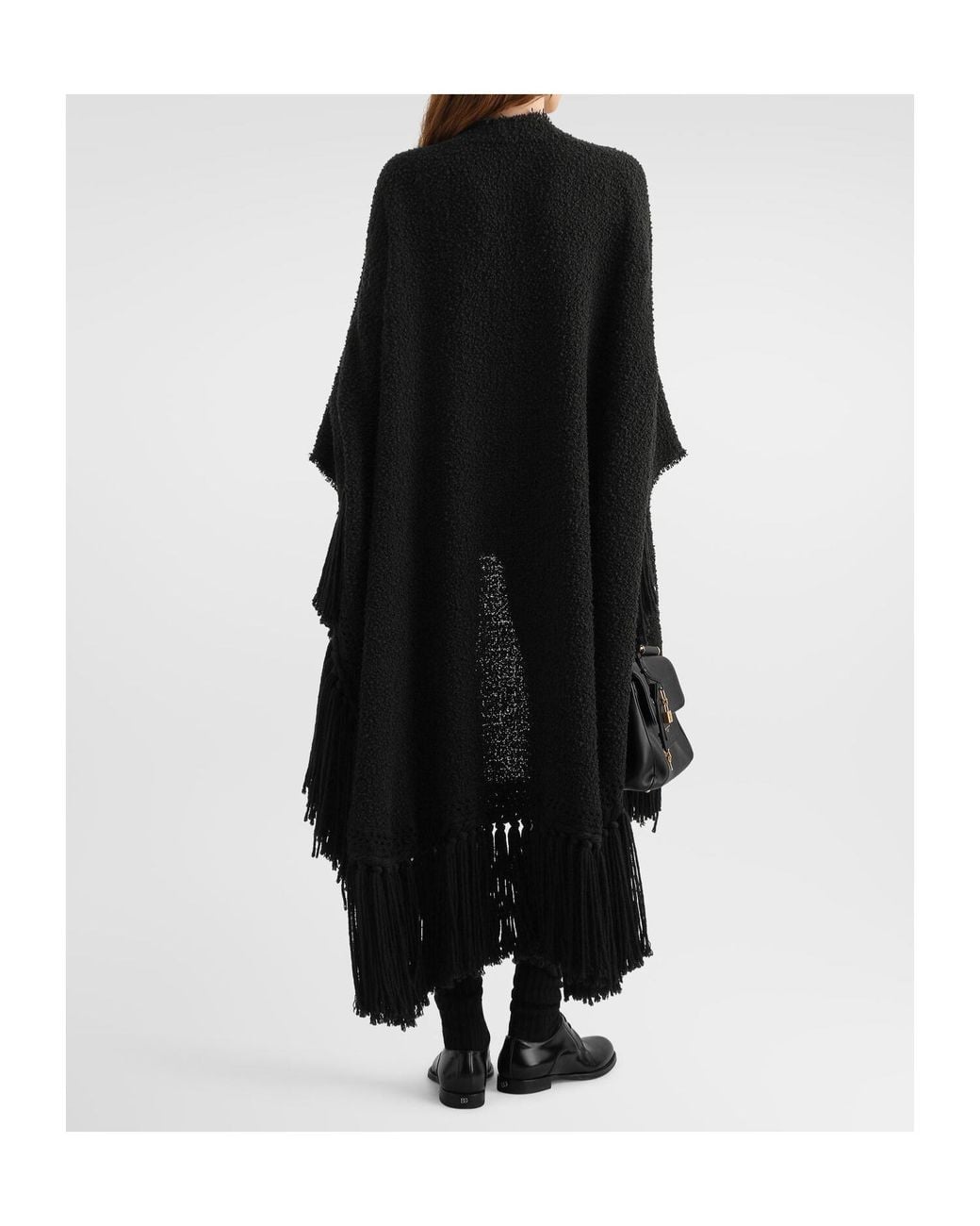 Dolce & Gabbana Black Fringed-Edge Cape