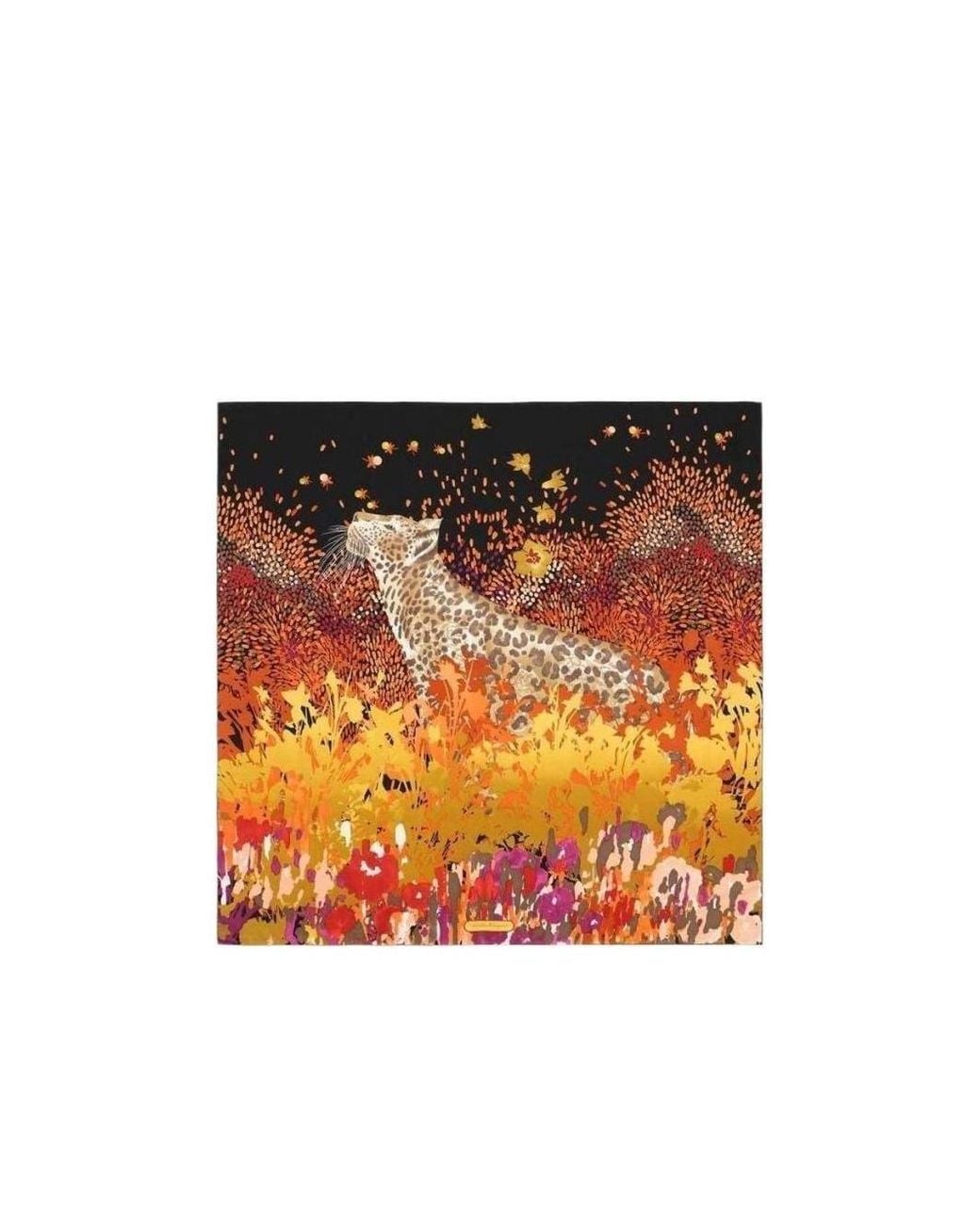 Ferragamo Orange Printed Square Silk Scarf