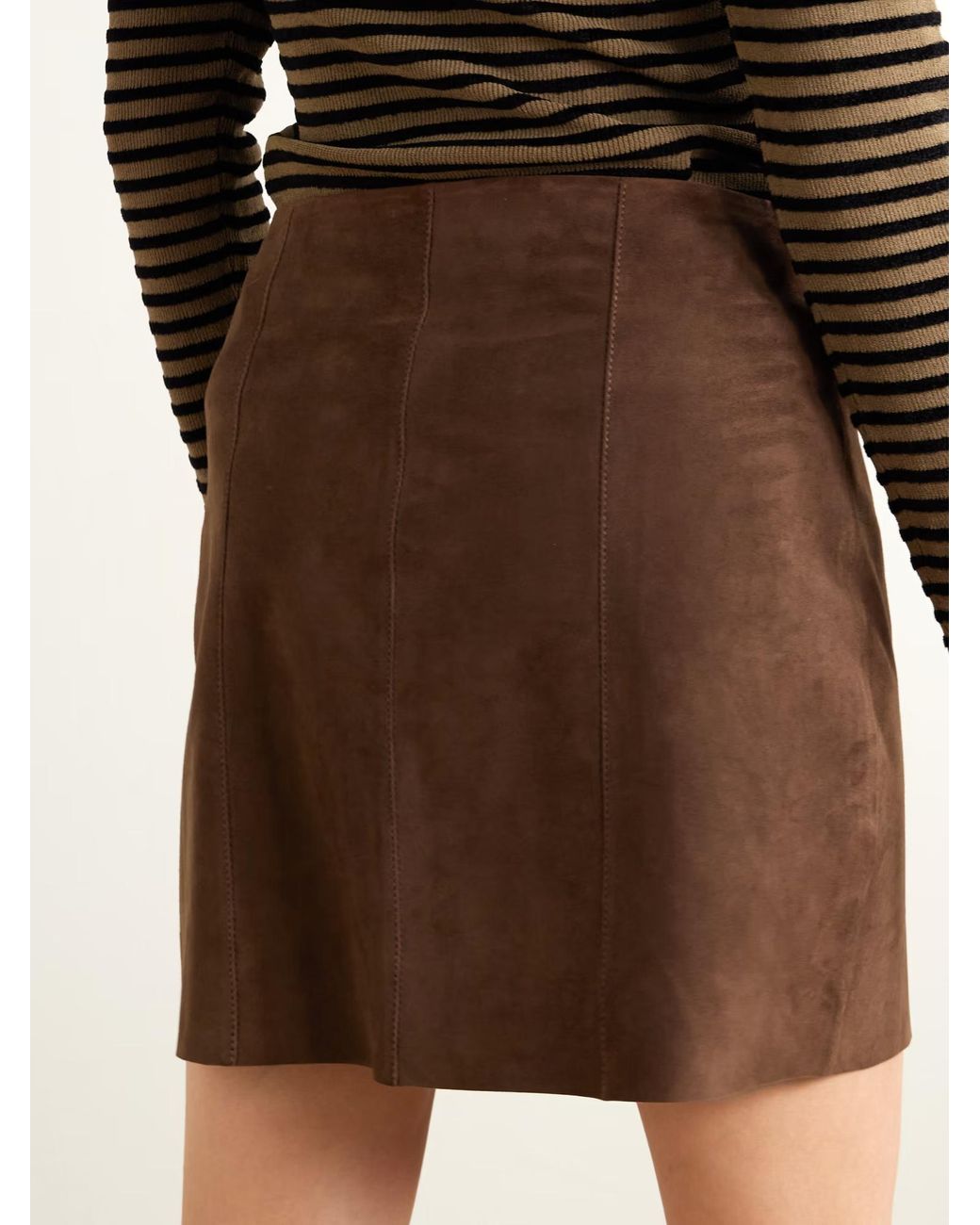Rixo Brown Trim-Trimmed Midi Skirt