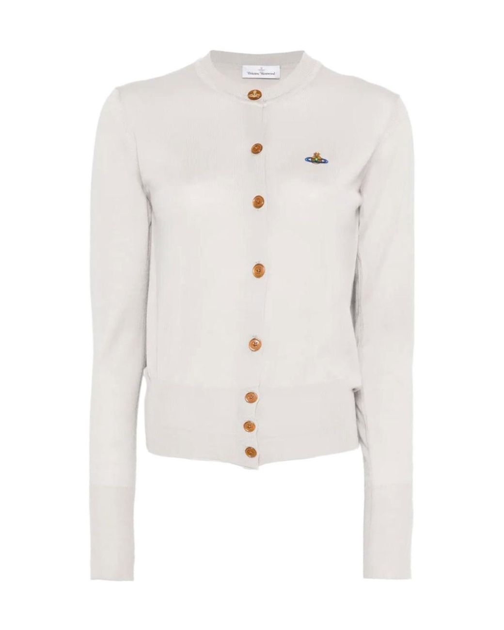 Vivienne Westwood White Logo Embroidered Knitted Cardigan