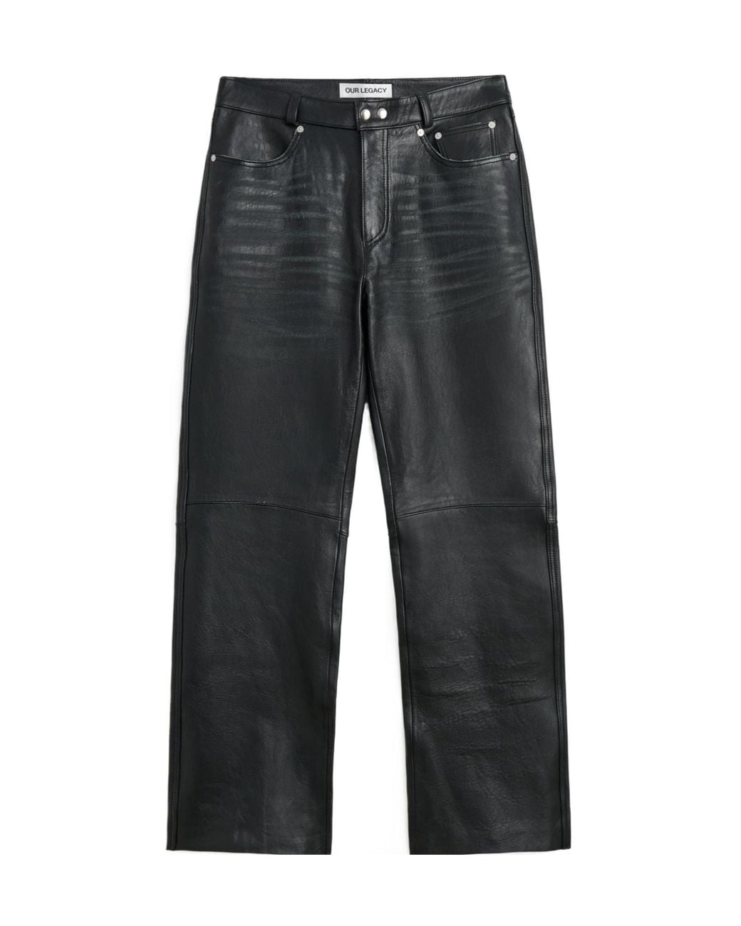 Our Legacy Gray Carlson Straight-Leg Leather Pants for men