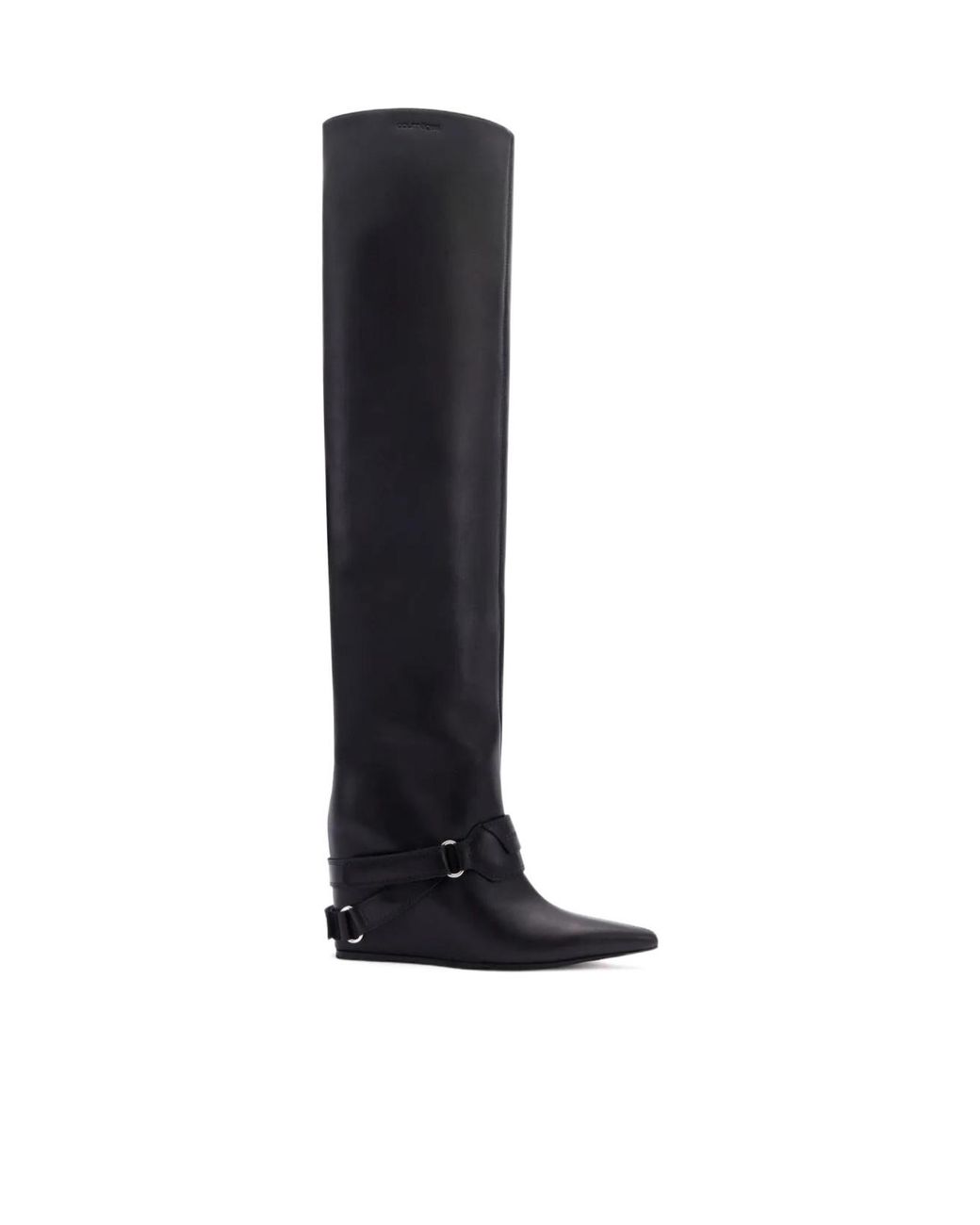 Courreges Black Leather Wedged Boots