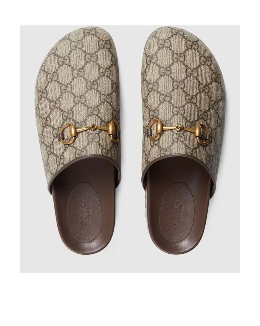 Gucci Brown Monogrammed Gancini Plaque Slides
