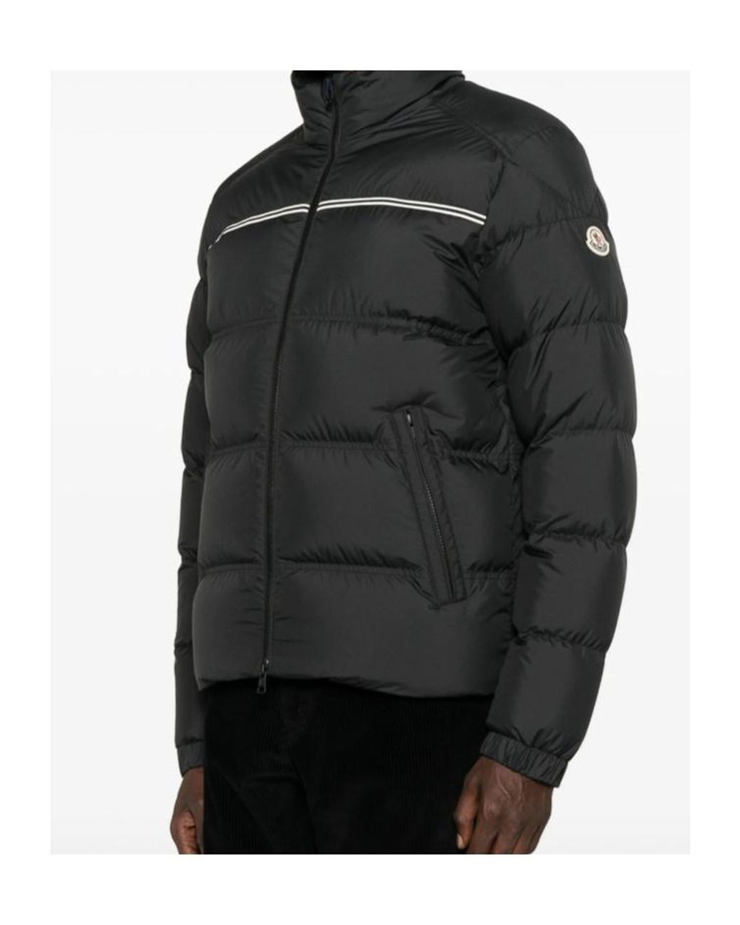 Moncler Black Logo Patch Zip-Up Jacket for men