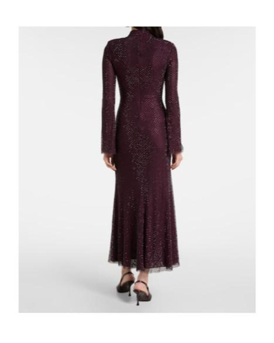 Self-Portrait Purple Rhinestone Mesh Maxi Dress