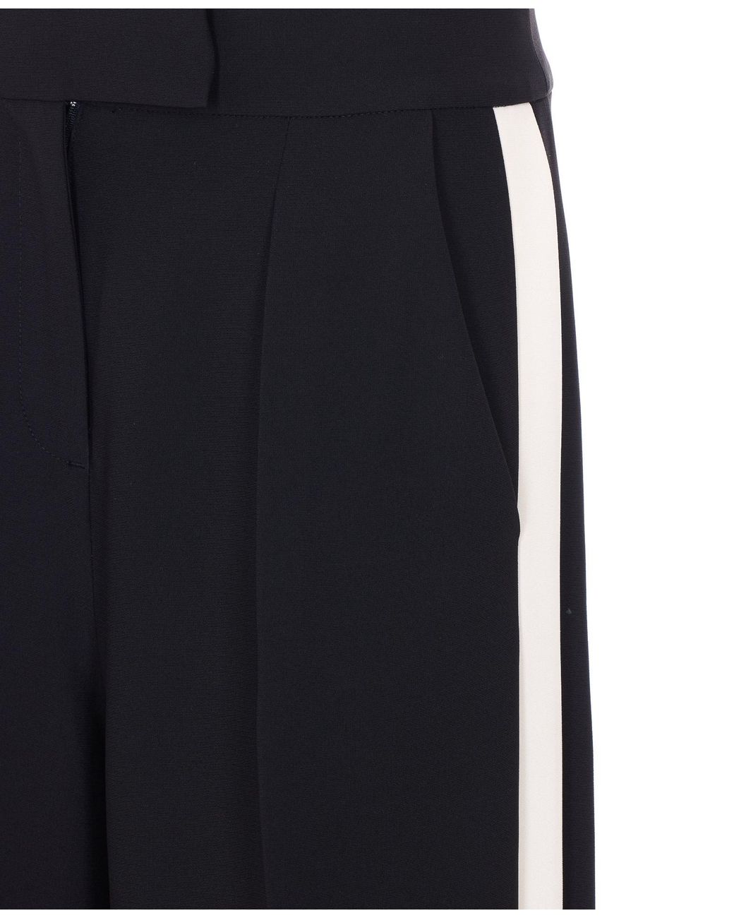 Patrizia Pepe Blue Side-Stripe Wide-Leg Pants