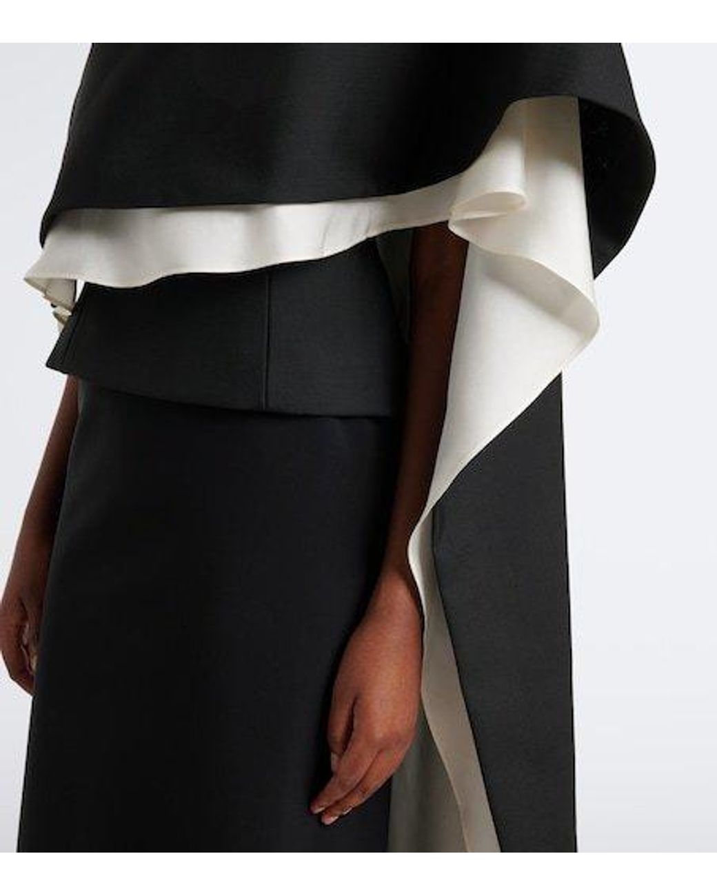 Rohe Black One-Shoulder Caped Wool-Blend Top