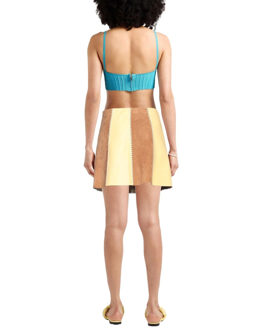 Marni Natural Color-Blocked Umbrella Skirt