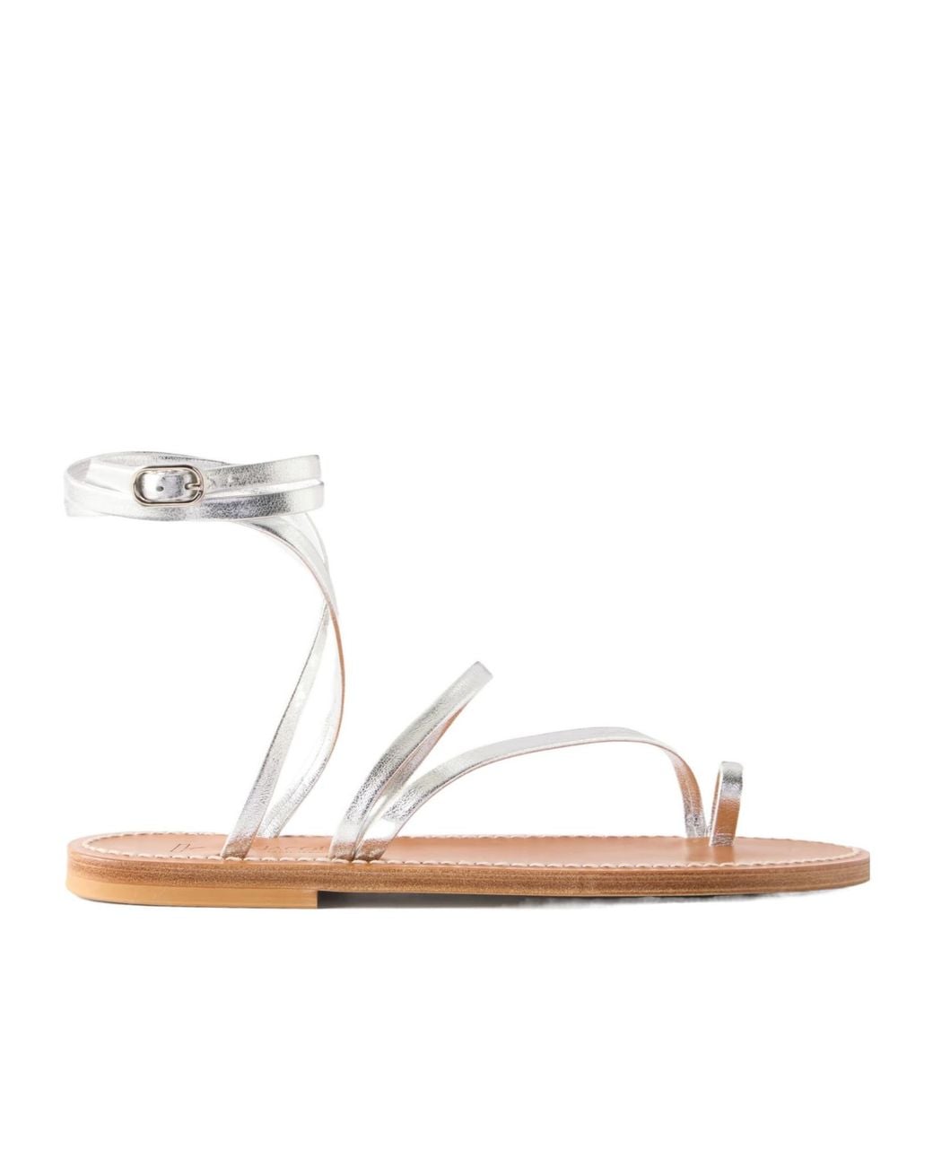 K. Jacques White Metallic Leather Thong Sandals