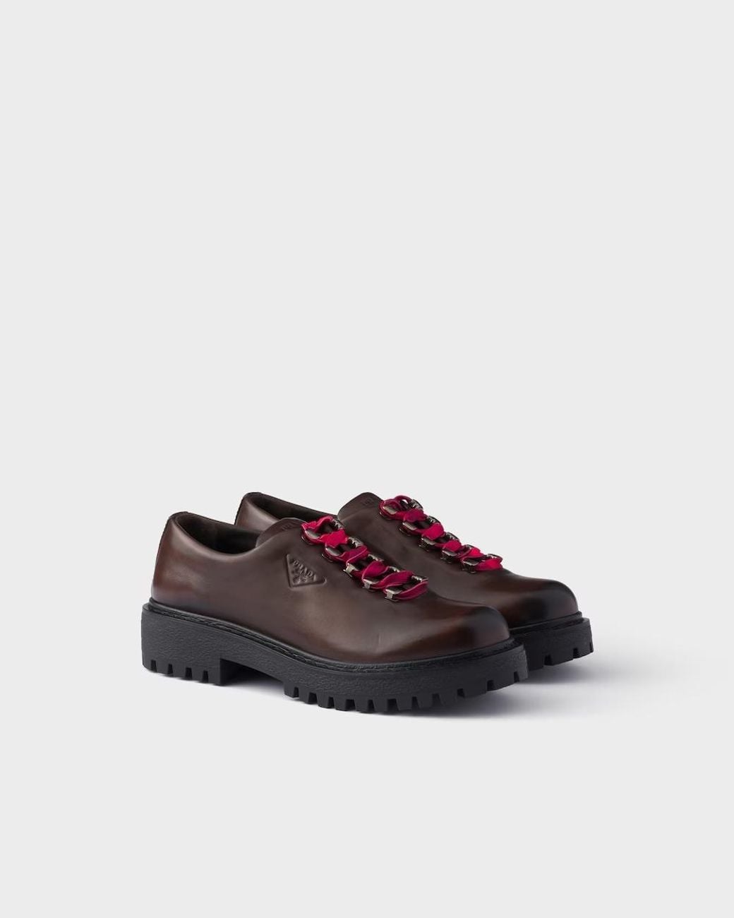 Prada Brown Leather Lace-Up Shoes