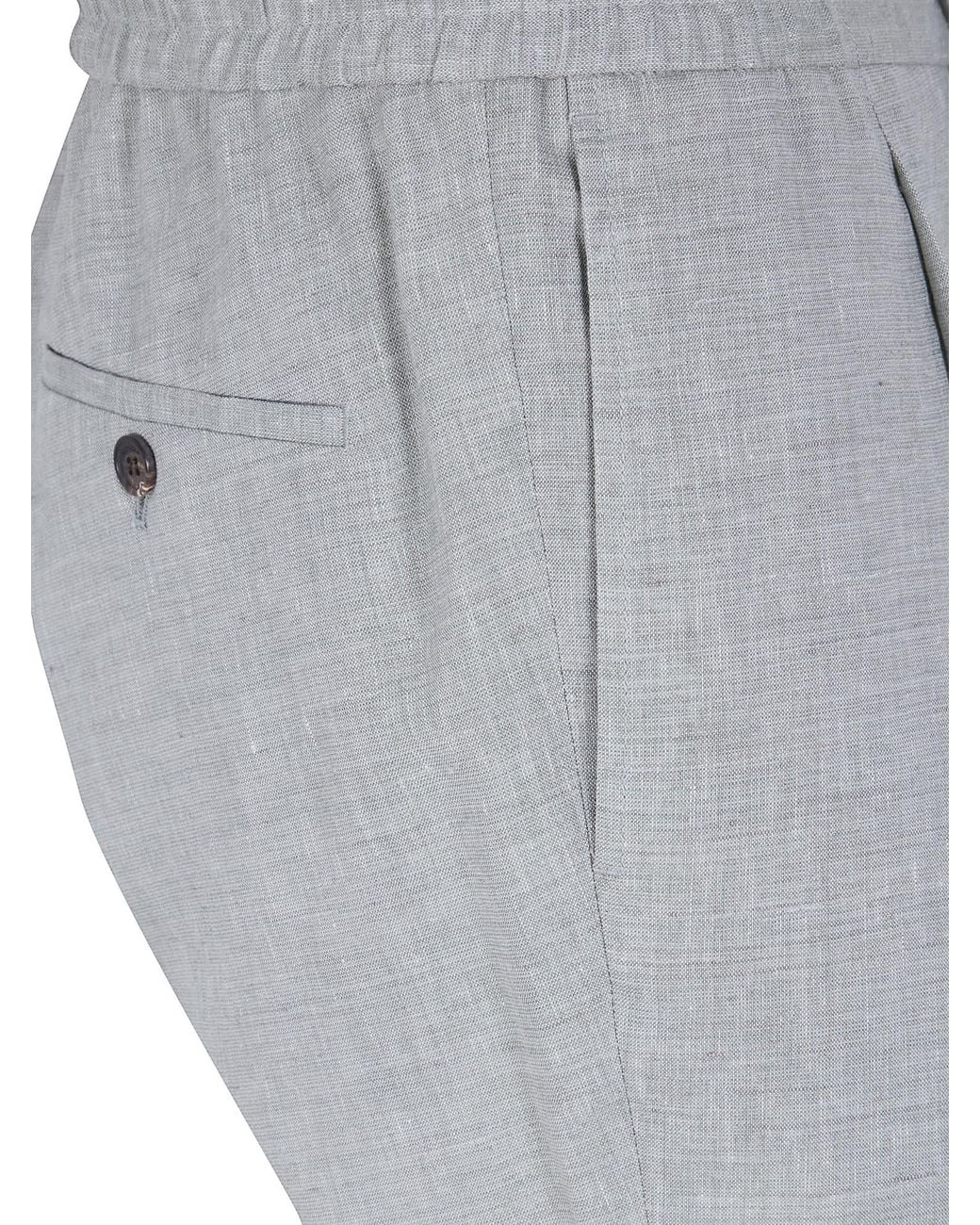 Incotex Gray Drawstring Pleated Trousers for men