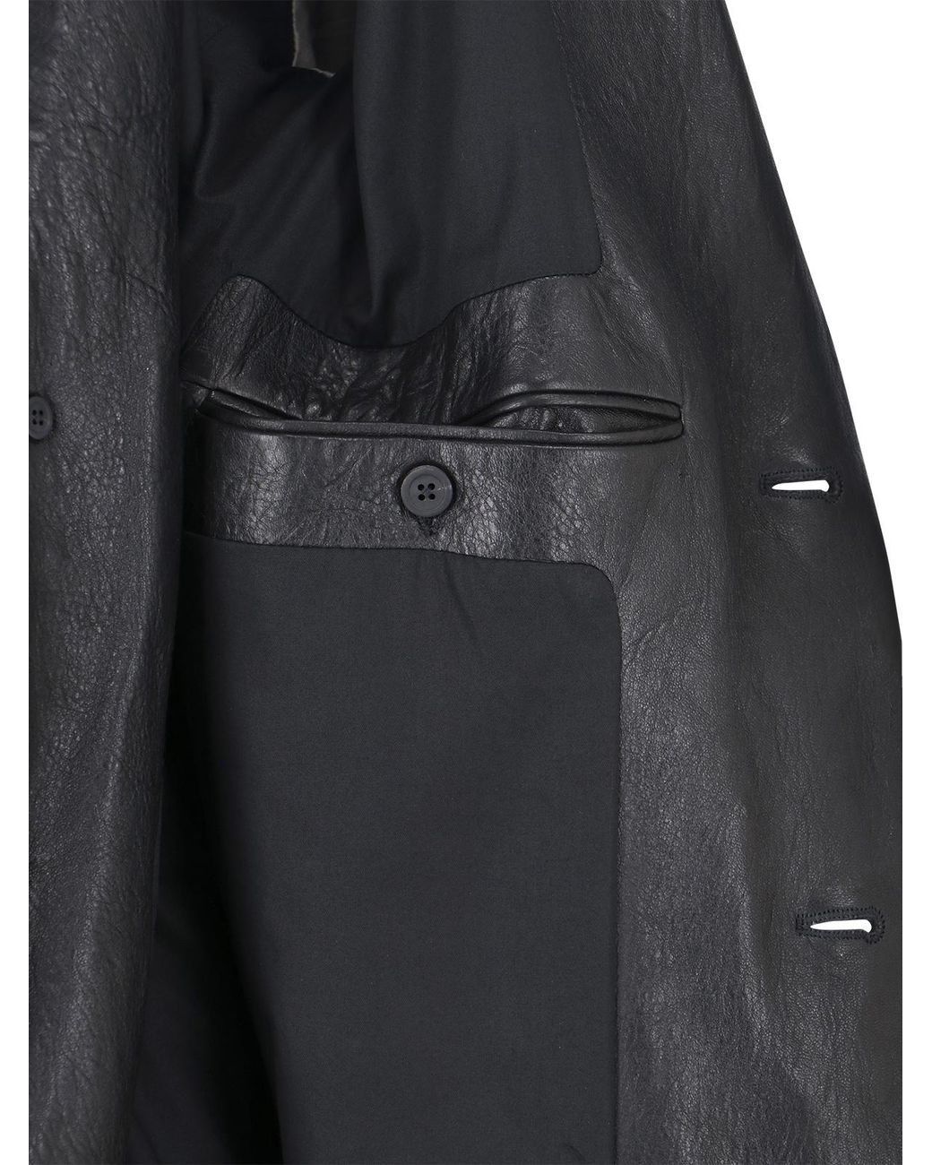 Rick Owens Black Single-Breasted Leather Jacket for men