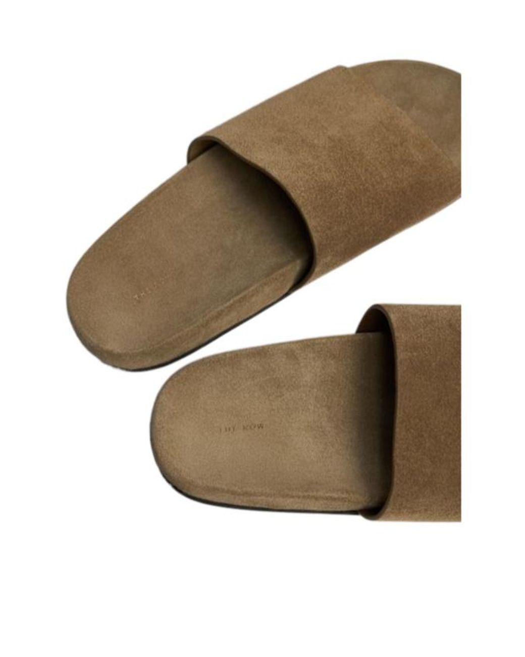 The Row Brown Hugh Leather Flat Slides
