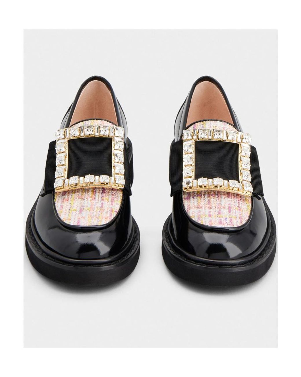 Roger Vivier Black Viv' Rangers Strass Buckle Loafers