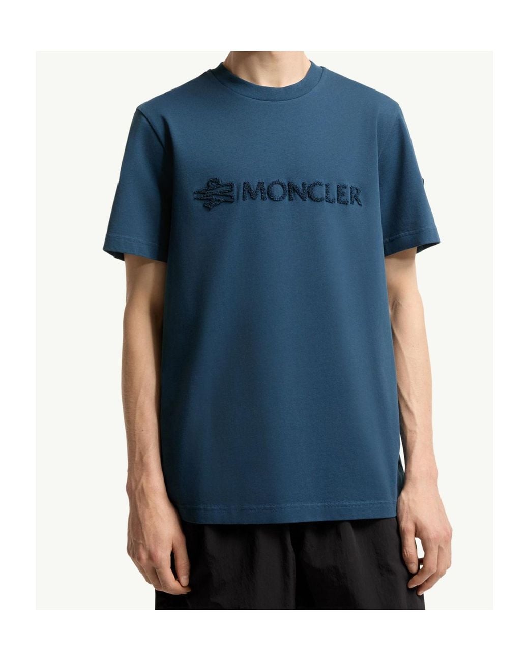 Moncler Blue Logo Patch Crewneck T-Shirt for men