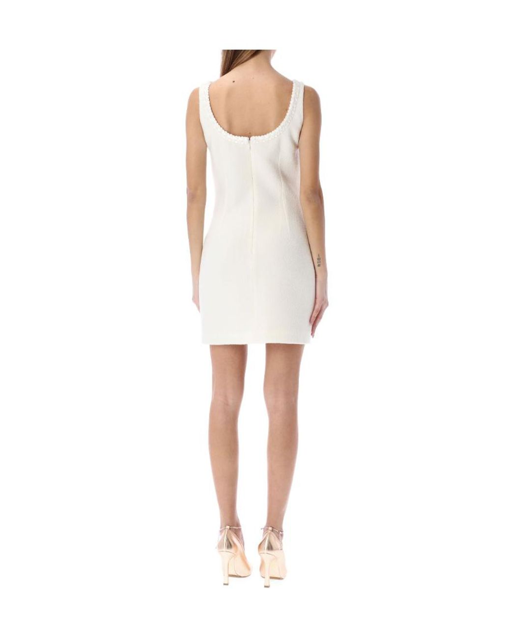 Alessandra Rich White Faux-Pearl Embellished Dress