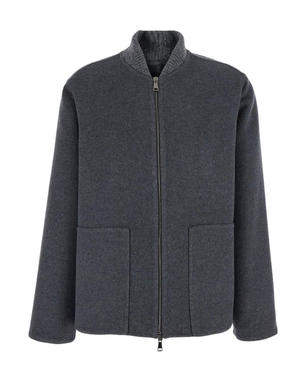 Fabiana Filippi Gray Zip Front Collar Coats