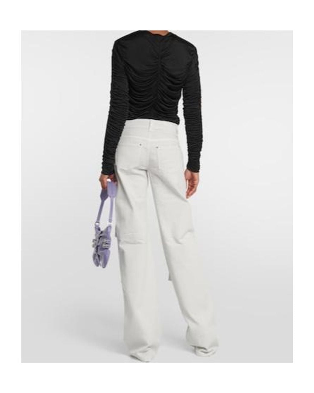 Blumarine Gray Low-Rise Denim Cargo Pants