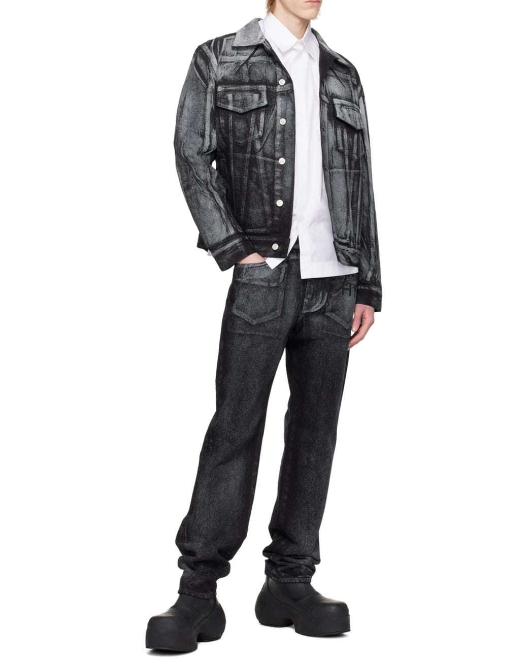 Givenchy Gray Straight Fit Painted Denim Jeans for men