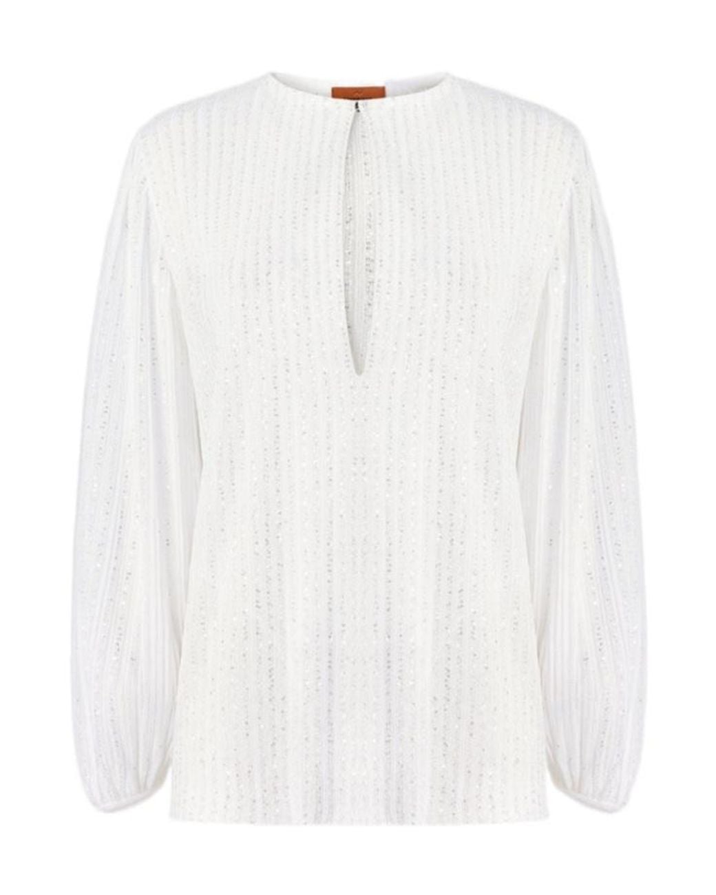 Missoni White Balloon-Sleeve Blouse