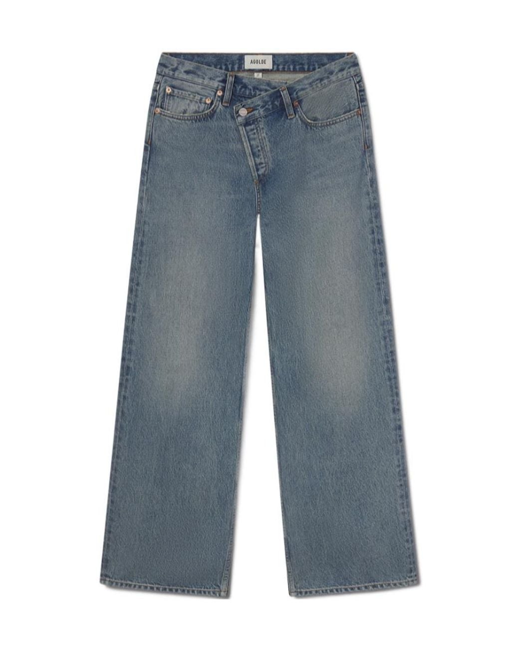 Agolde Blue High-Rise Straight-Leg Jeans