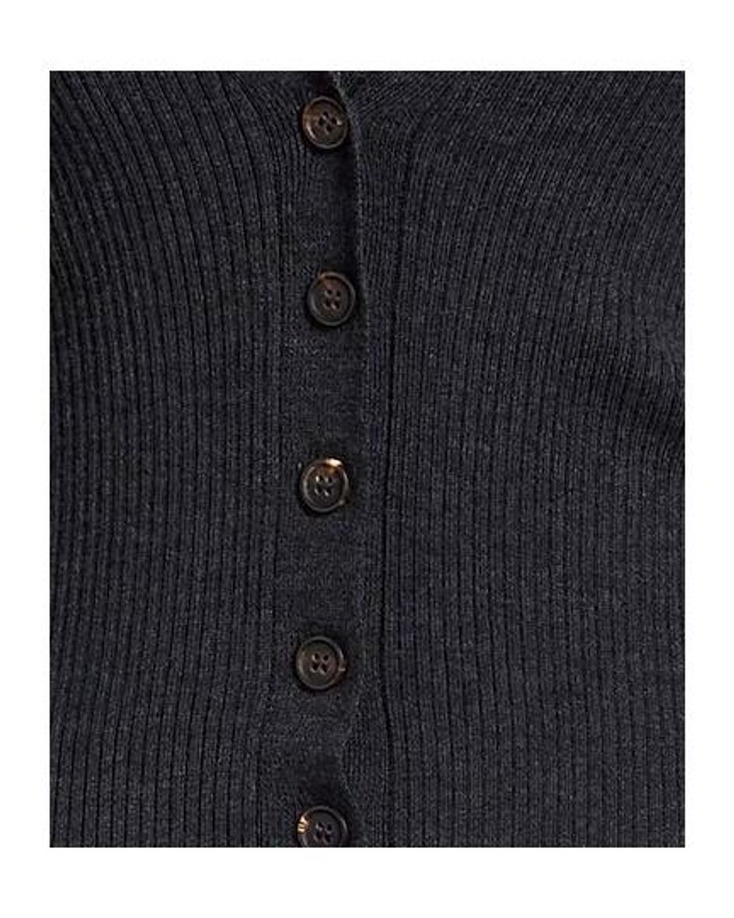 Brunello Cucinelli Blue Ribknit Longsleeve Cardigan