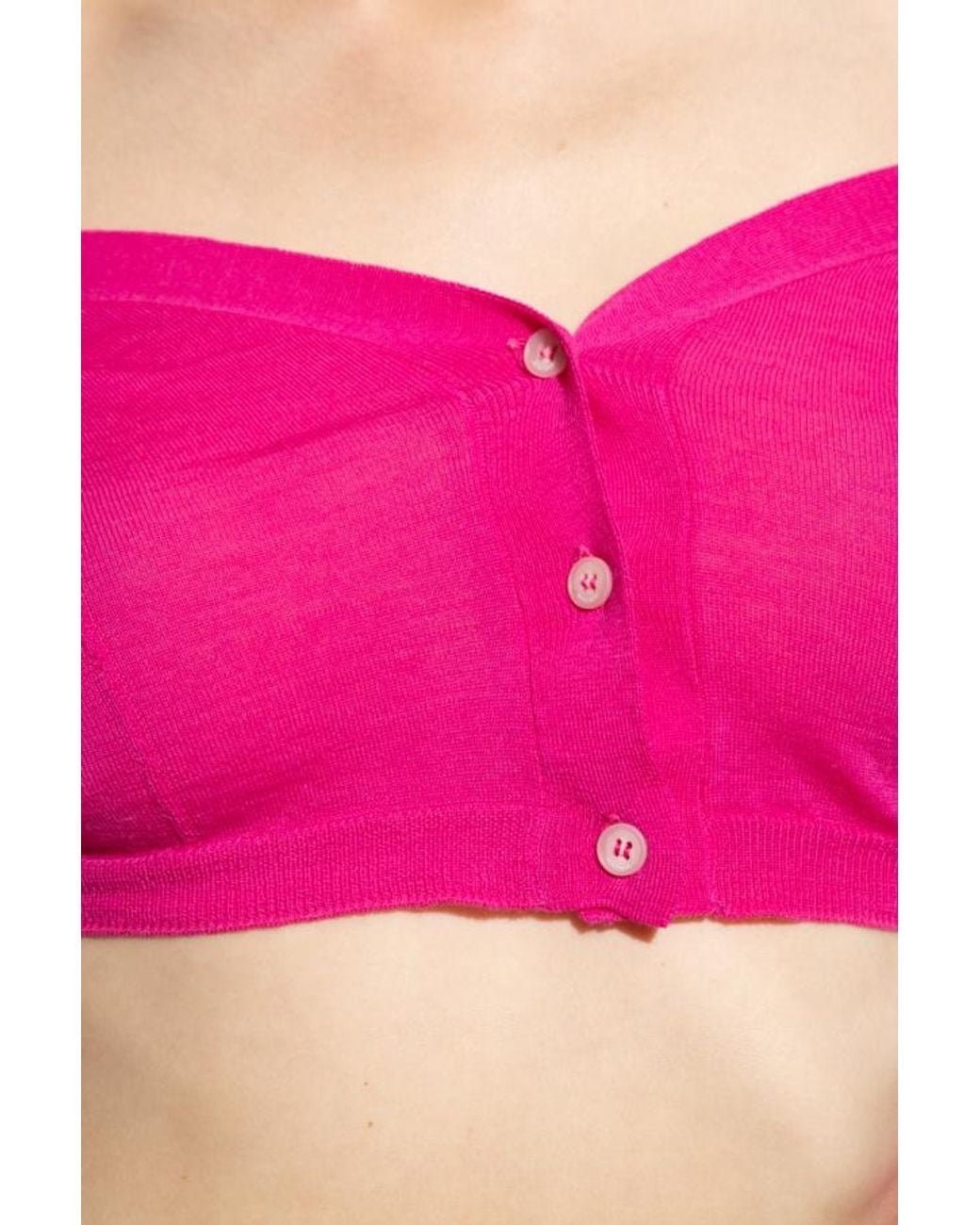 Jacquemus Pink V-Neck Butttoned Cropped Cardigan