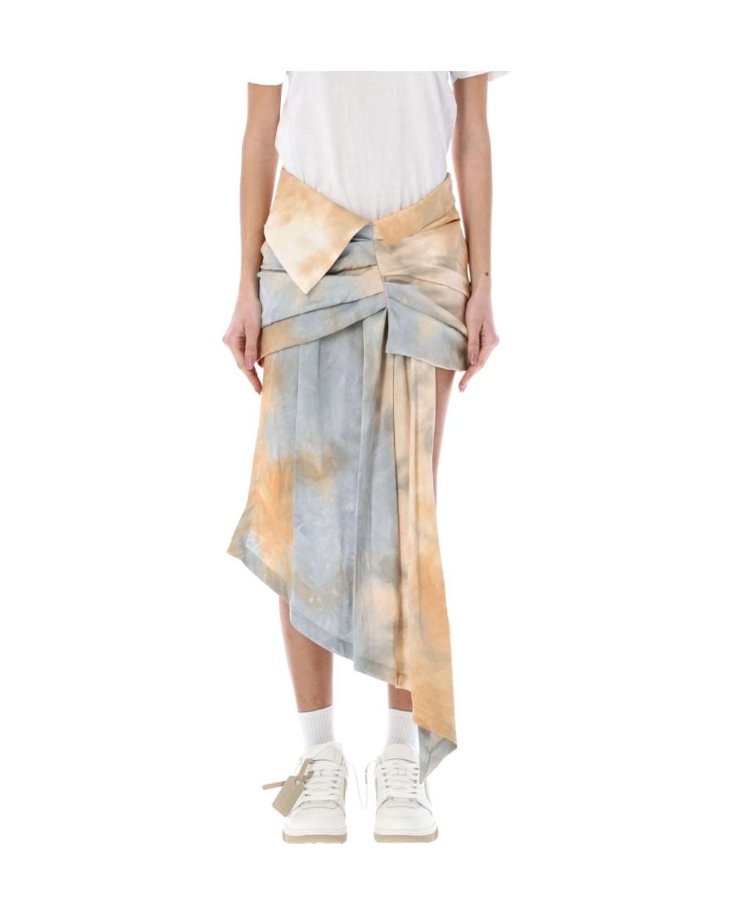 Off-White c/o Virgil Abloh Multicolor Tie-Dye Asymmetric Draped Skirt